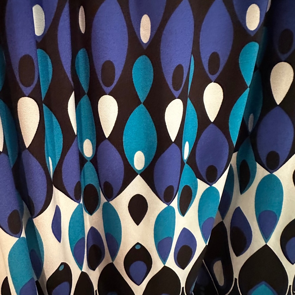 Muse Scoop Neck‎ Geometric Dress Women's 10 Black Blue Career Boho Feminine Y2K - Picture 9 of 12